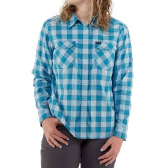 NRS Long-Sleeve Guide Checkered Silkweight Lightweight Button Up Shirt Women's L - Picture 1 of 12